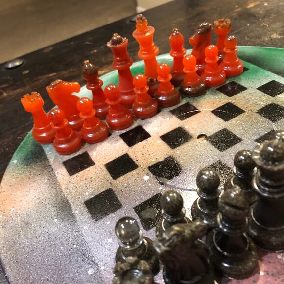 Vinyl Chess Set -Forest Gold (Resin Pieces) - Picture 2 of 14